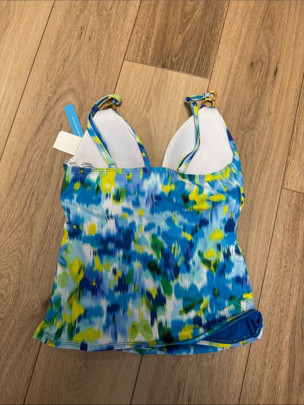 Bleu Rod Beattie NWT 8 Blue, Aqua and Yellow tie dye tummy control Tankini Top - Picture 8 of 10